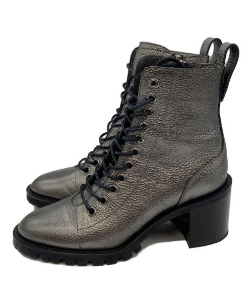 JIMMY CHOO（ジミーチュウ）JIMMY CHOO (ジミーチュウ) ジップアップショートブーツ シルバー サイズ:35の古着・服飾アイテム