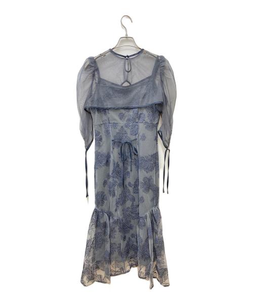 LeJa（レジャ）LeJa (レジャ) パイピング加工リボンパフスリーブボレロ付き花柄マーメイドワンピースドレス LJES423111 グレー サイズ:7の古着・服飾アイテム