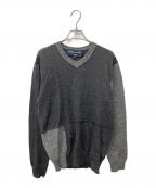 COMME des GARCONS HOMMEコムデギャルソン オム）の古着「ブロック切替ハイゲージVネックニット HR-N007」｜グレー