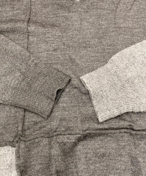 COMME des GARCONS HOMME（コムデギャルソン オム）COMME des GARCONS HOMME (コムデギャルソン オム) ブロック切替ハイゲージVネックニット HR-N007 グレー サイズ:Sの古着・服飾アイテム