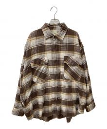 gold（ゴールド）の古着「SLUB NEL CHECK BIG POCKET WORK SHIRT」｜ブラウン