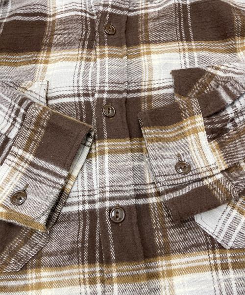 gold（ゴールド）gold (ゴールド) SLUB NEL CHECK BIG POCKET WORK SHIRT ブラウン サイズ:Lの古着・服飾アイテム