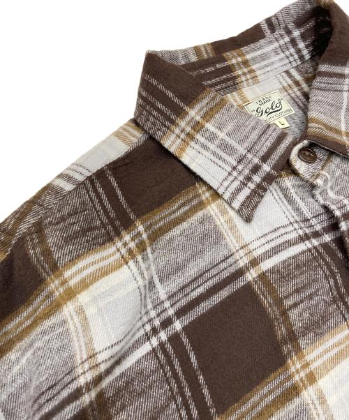 gold（ゴールド）gold (ゴールド) SLUB NEL CHECK BIG POCKET WORK SHIRT ブラウン サイズ:Lの古着・服飾アイテム