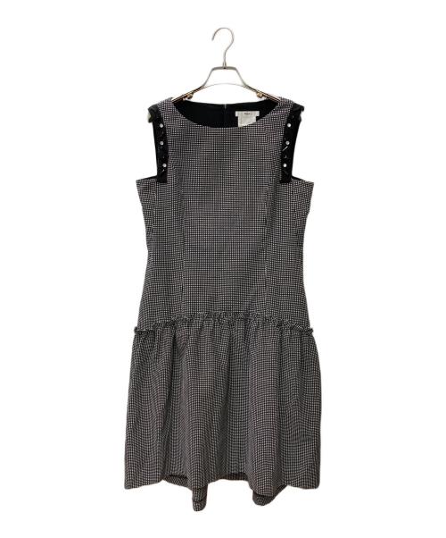 Rene（ルネ）Rene (ルネ) ギンガムチェックギャザータックワンピース 6926090 ブラック×ホワイト サイズ:38の古着・服飾アイテム