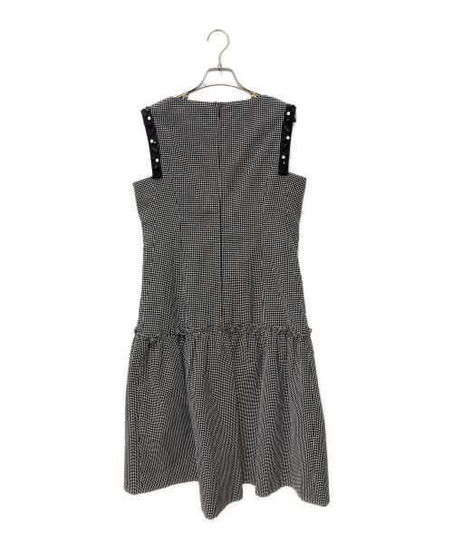 Rene（ルネ）Rene (ルネ) ギンガムチェックギャザータックワンピース 6926090 ブラック×ホワイト サイズ:38の古着・服飾アイテム