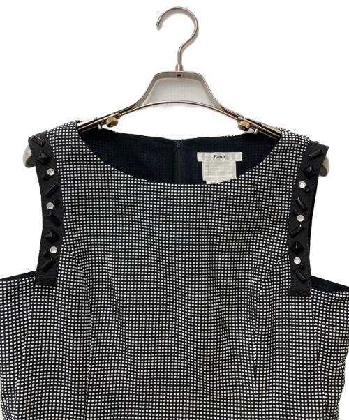 Rene（ルネ）Rene (ルネ) ギンガムチェックギャザータックワンピース 6926090 ブラック×ホワイト サイズ:38の古着・服飾アイテム