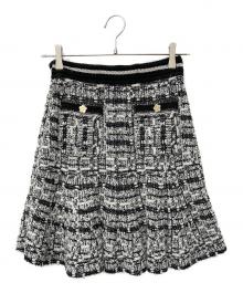 Lily Brown×MARY QUANT（リリーブラウン×マリークヮント）の古着「ツイードニットスカート LWND241043」｜ブラック×ホワイト