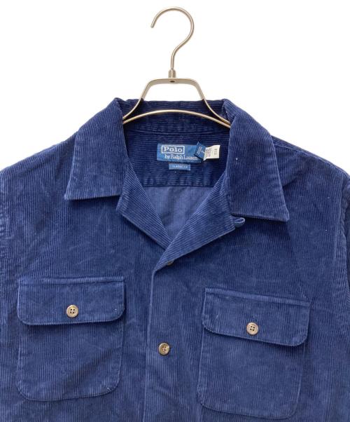 POLO RALPH LAUREN（ポロ・ラルフローレン）POLO RALPH LAUREN (ポロ・ラルフローレン) コーデュロイオープンカラーシャツ ネイビー サイズ:Mの古着・服飾アイテム