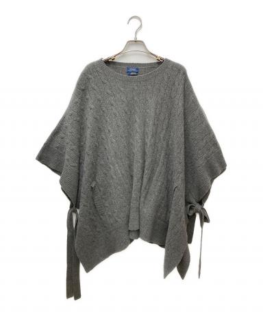 レア【新品未使用】ポロラルフローレン　グレー タートルネック ポンチョ 美品】ポロラルフローレン カシミヤ混 タートルネックニット スリット