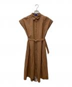 BLUE LABEL CRESTBRIDGEブルーレーベルクレストブリッジ）の古着「ワッシャーブロードノースリーブワンピース」｜ブラウン