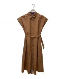 BLUE LABEL CRESTBRIDGE（ブルーレーベルクレストブリッジ）の古着「ワッシャーブロードノースリーブワンピース」｜ブラウン
