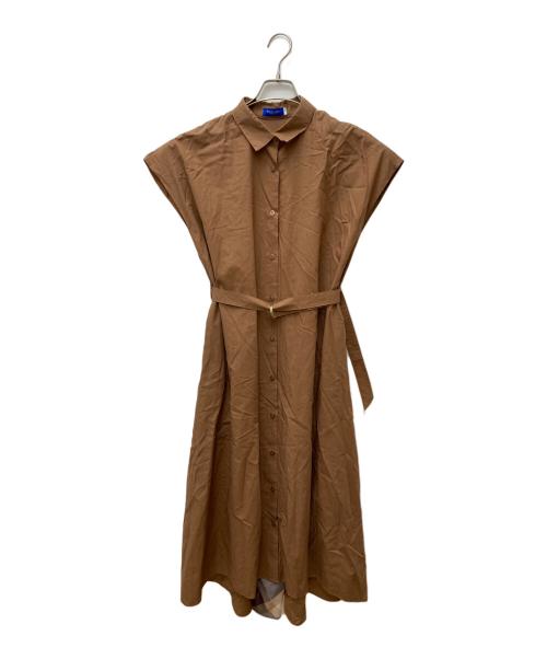 BLUE LABEL CRESTBRIDGE（ブルーレーベルクレストブリッジ）BLUE LABEL CRESTBRIDGE (ブルーレーベルクレストブリッジ) ワッシャーブロードノースリーブワンピース ブラウン サイズ:38の古着・服飾アイテム