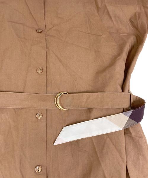 BLUE LABEL CRESTBRIDGE（ブルーレーベルクレストブリッジ）BLUE LABEL CRESTBRIDGE (ブルーレーベルクレストブリッジ) ワッシャーブロードノースリーブワンピース ブラウン サイズ:38の古着・服飾アイテム