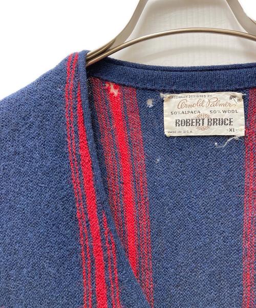 arnold palmer（アーノルドパーマー）arnold palmer (アーノルドパーマー) アルパカ混ストライプカーディガン ネイビー サイズ:XLの古着・服飾アイテム