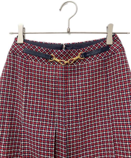 CELINE（セリーヌ）CELINE (セリーヌ) ツイードスカート レッド サイズ:４０の古着・服飾アイテム