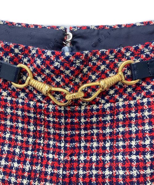 CELINE（セリーヌ）CELINE (セリーヌ) ツイードスカート レッド サイズ:４０の古着・服飾アイテム