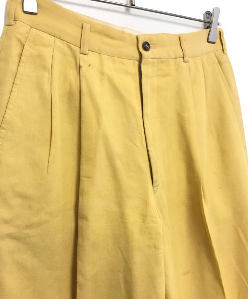 COMME des GARCONS HOMME（コムデギャルソン オム）COMME des GARCONS HOMME (コムデギャルソン オム) 90’sウールギャバツータックスラックス イエロー サイズ:Sの古着・服飾アイテム