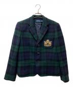 POLO RALPH LAURENポロ・ラルフローレン）の古着「ブラックウォッチ エンブレムテーラードジャケット」｜グリーン