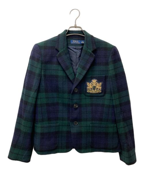 POLO RALPH LAUREN（ポロ・ラルフローレン）POLO RALPH LAUREN (ポロ・ラルフローレン) ブラックウォッチ エンブレムテーラードジャケット グリーン サイズ:SIZE 6　165/92Aの古着・服飾アイテム