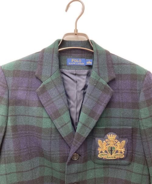 POLO RALPH LAUREN（ポロ・ラルフローレン）POLO RALPH LAUREN (ポロ・ラルフローレン) ブラックウォッチ エンブレムテーラードジャケット グリーン サイズ:SIZE 6　165/92Aの古着・服飾アイテム