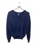 LAND'S ENDランズエンド）の古着「Vネックコットンドリフターセーター」｜ネイビー