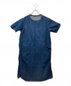 45Rフォーティファイブ・アール）の古着「綿麻小麦デニムのジャンパードレスワンピース　70650152」｜インディゴ