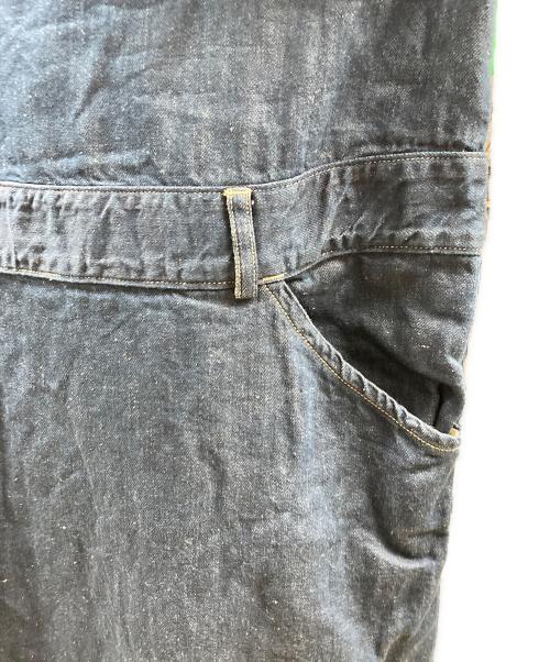 45R（フォーティファイブ・アール）45R (フォーティファイブ・アール) 綿麻小麦デニムのジャンパードレスワンピース　70650152 インディゴ サイズ:Freeの古着・服飾アイテム