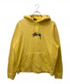 stussyステューシー）の古着「Stock Logo Applique Hood」｜イエロー