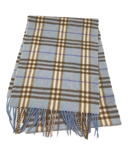 BURBERRY LONDON（バーバリーロンドン）BURBERRY LONDON (バーバリーロンドン) カシミヤマフラー ブルー サイズ:サイズ表記なしの古着・服飾アイテム