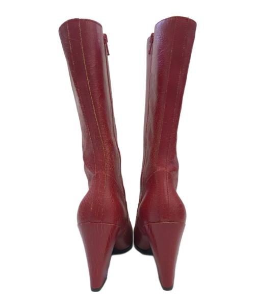 MIU MIU（ミュウミュウ）MIU MIU (ミュウミュウ) レースアップロングブーツ レッド サイズ:表記なしの古着・服飾アイテム