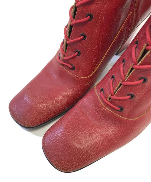 MIU MIU（ミュウミュウ）MIU MIU (ミュウミュウ) レースアップロングブーツ レッド サイズ:表記なしの古着・服飾アイテム