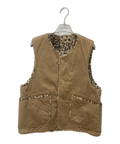 Engineered Garments（エンジニアドガーメンツ）Engineered Garments (エンジニアードガーメンツ) ヒョウ柄リバーシブルボアベスト ブラウン サイズ:Sの古着・服飾アイテム
