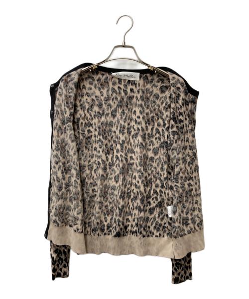 Rie miller（リエ ミラー）Rie miller (リエ ミラー) ヒョウ柄プリントクルーネックカーディガン　4-0037-6-02-008 ベージュ サイズ:38の古着・服飾アイテム