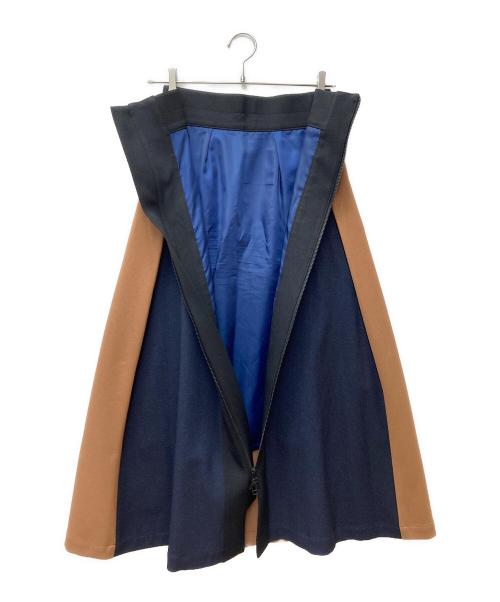 A + TOKYO（エープラス トウキョウ）A + TOKYO (エープラス トウキョウ) フロントジップスカート 252644006 ブラウン×ネイビー サイズ:1の古着・服飾アイテム