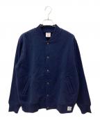 BROOKS BROTHERSブルックスブラザーズ）の古着「コットンフレンチテリー GFロゴラベル ベースボールジャケット 330001067」｜ネイビー