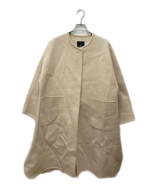 SHIPS Primary navy label（シップス プライマリー ネイビー レーベル）SHIPS Primary navy label (シップス プライマリー ネイビー レーベル) ウールダブルフェイスノーカラーコート 314-15-0594 ホワイト サイズ:36の古着・服飾アイテム