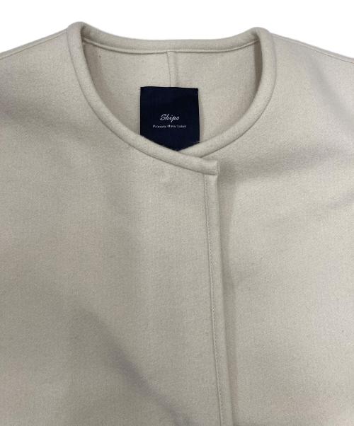 SHIPS Primary navy label（シップス プライマリー ネイビー レーベル）SHIPS Primary navy label (シップス プライマリー ネイビー レーベル) ウールダブルフェイスノーカラーコート 314-15-0594 ホワイト サイズ:36の古着・服飾アイテム