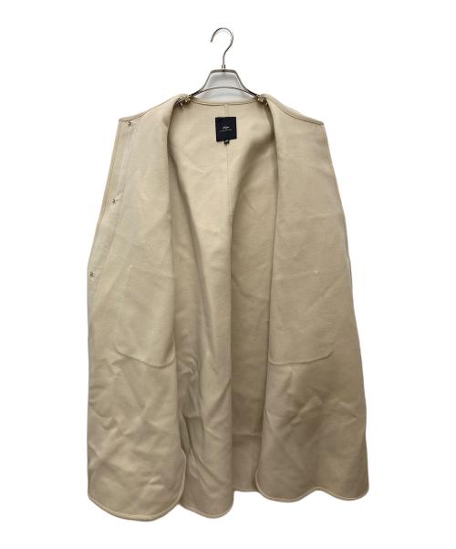 SHIPS Primary navy label（シップス プライマリー ネイビー レーベル）SHIPS Primary navy label (シップス プライマリー ネイビー レーベル) ウールダブルフェイスノーカラーコート 314-15-0594 ホワイト サイズ:36の古着・服飾アイテム