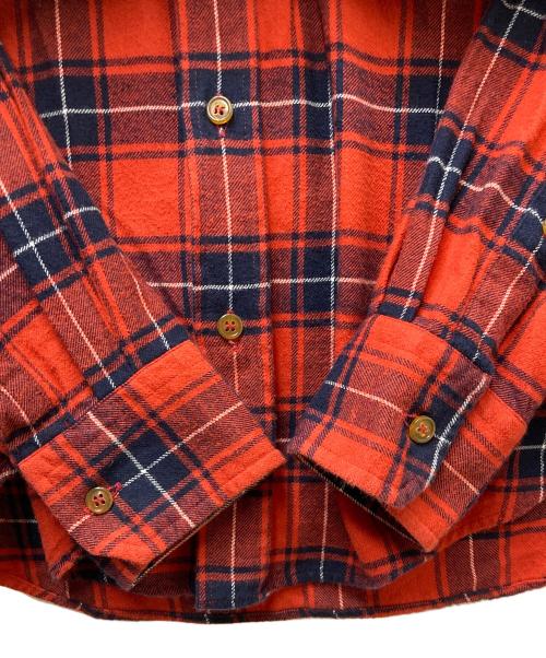 Vivienne Westwood（ヴィヴィアンウエストウッド）Vivienne Westwood (ヴィヴィアンウエストウッド) ミニオーブ刺繍チェックネルシャツ レッド サイズ:46の古着・服飾アイテム