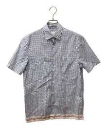 PRADA（プラダ）の古着「ショートスリーブチェックシャツ ACU1 2014 3708」｜ホワイト