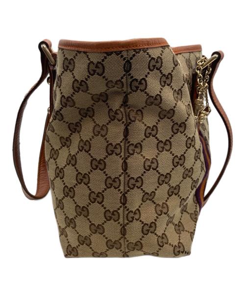 GUCCI（グッチ）GUCCI (グッチ) GGシェリーラインキャンバストートバッグ　137396 ブラウンの古着・服飾アイテム