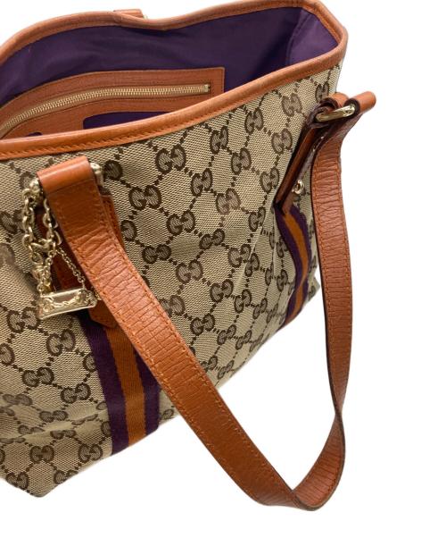 GUCCI（グッチ）GUCCI (グッチ) GGシェリーラインキャンバストートバッグ　137396 ブラウンの古着・服飾アイテム