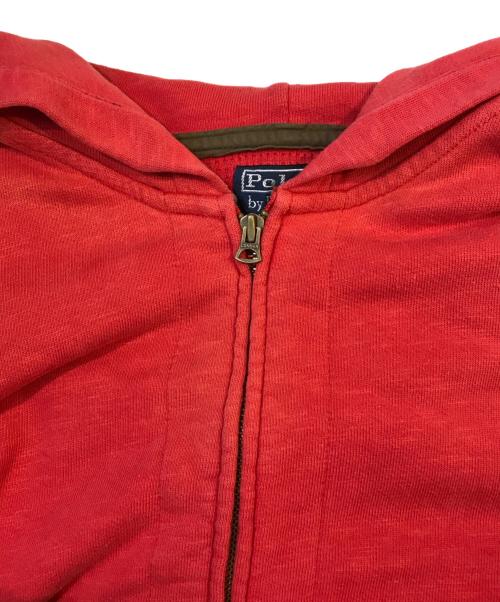 POLO RALPH LAUREN（ポロ・ラルフローレン）POLO RALPH LAUREN (ポロ・ラルフローレン) ワッペン付き裏ワッフルジップパーカー レッド サイズ:Lの古着・服飾アイテム