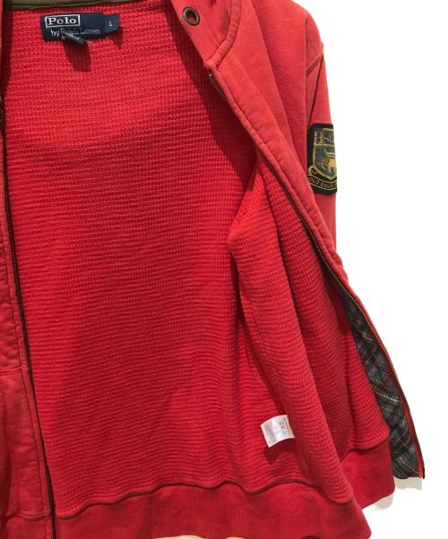 POLO RALPH LAUREN（ポロ・ラルフローレン）POLO RALPH LAUREN (ポロ・ラルフローレン) ワッペン付き裏ワッフルジップパーカー レッド サイズ:Lの古着・服飾アイテム