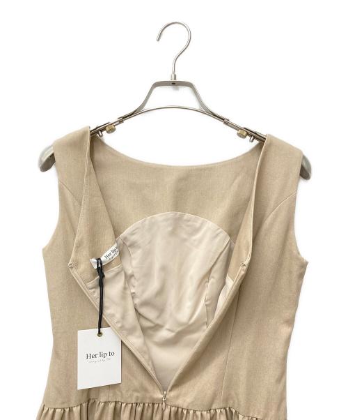HER LIP TO（ハーリップトゥ）HER LIP TO (ハーリップトゥ) Tulip Cotton Blend Midi Dress 1222305057 ベージュ サイズ:Sの古着・服飾アイテム