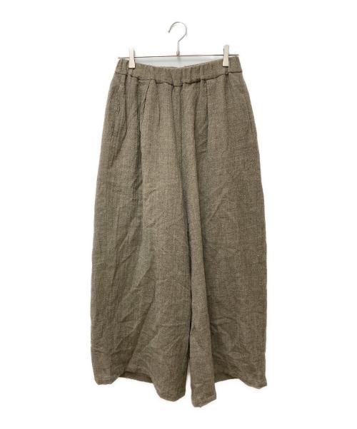 mizuiro-ind（ミズイロインド）mizuiro-ind (ミズイロインド) ウールワイドタックパンツ ベージュ サイズ:2の古着・服飾アイテム