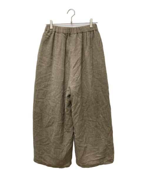 mizuiro-ind（ミズイロインド）mizuiro-ind (ミズイロインド) ウールワイドタックパンツ ベージュ サイズ:2の古着・服飾アイテム