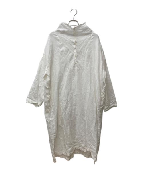 mizuiro-ind（ミズイロインド）mizuiro-ind (ミズイロインド) リネンプルオーバーシャツワンピース ホワイト サイズ:不明の古着・服飾アイテム