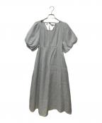 OLLUNオルン）の古着「シアーチェックバックリボンワンピース OLEZC0524004」｜スカイブルー
