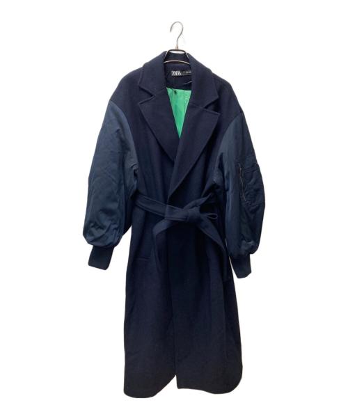 ZARA（ザラ）ZARA (ザラ) ドッキングチェスターコート　7522/251/401 ネイビー サイズ:Lの古着・服飾アイテム